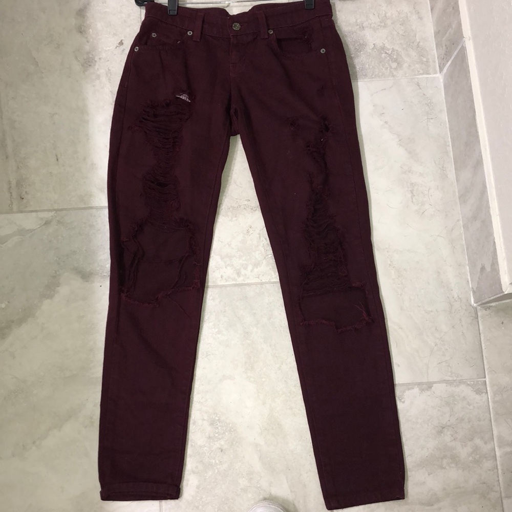 plum/wine colored boyfriend jeans